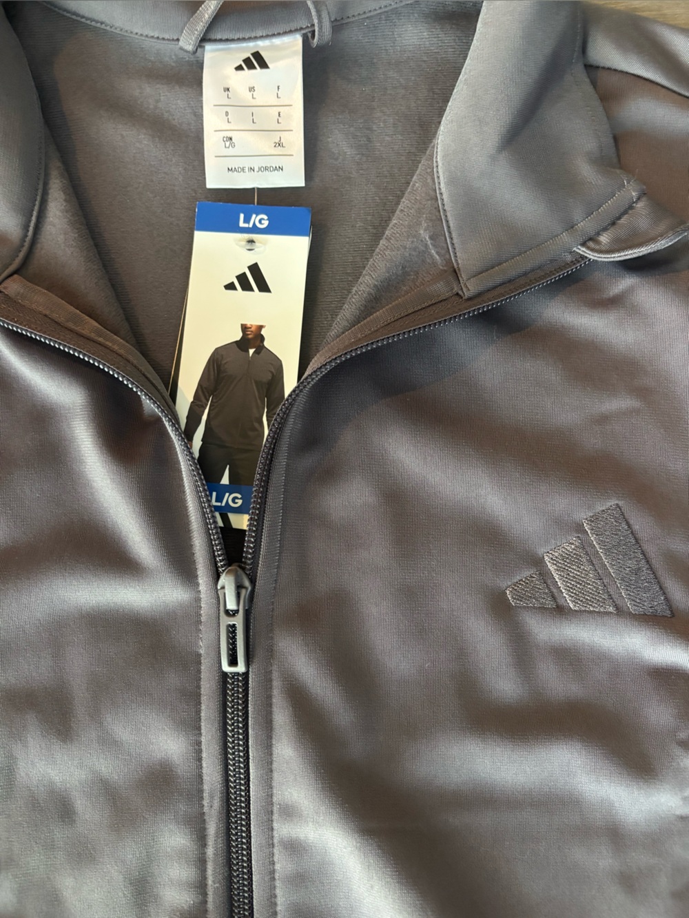 adidas Men's Gray Lightweight Full-Zip Shirt Jacket